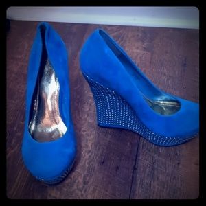 Shoe Dazzle Shoes - Sexy Blue Wedges Shoe Dazzle Shoes - Sexy Blue Wedges